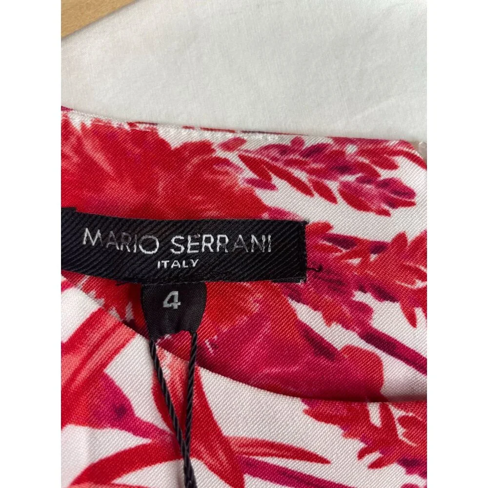 New Mario Serrani Floral‎ Print Sleeveless Dress size 4 Red/White